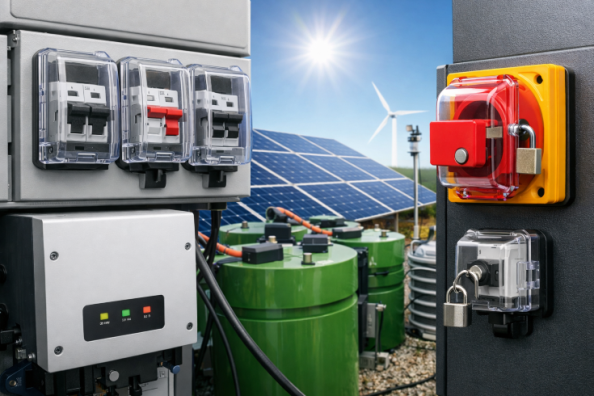 switch guard في محطات الطاقة الشمسية لحماية المفاتيح والعوازل الكهربائية